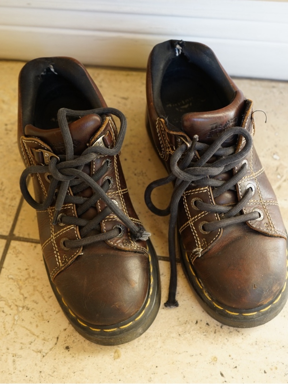 Dr. Martens Brown Leather Lace-Up Work Oxfords
